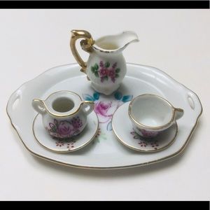 MINIATURE - PORCELAIN - CHINA - FLORAL - TEA SET